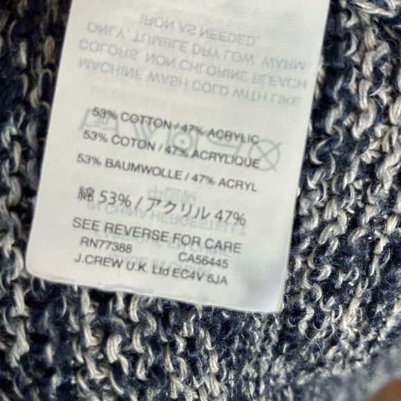 J. Crew Sweater Womens Small Navy Blue Peark Marled Varsity Cardigan Pockets - Picture 7 of 10